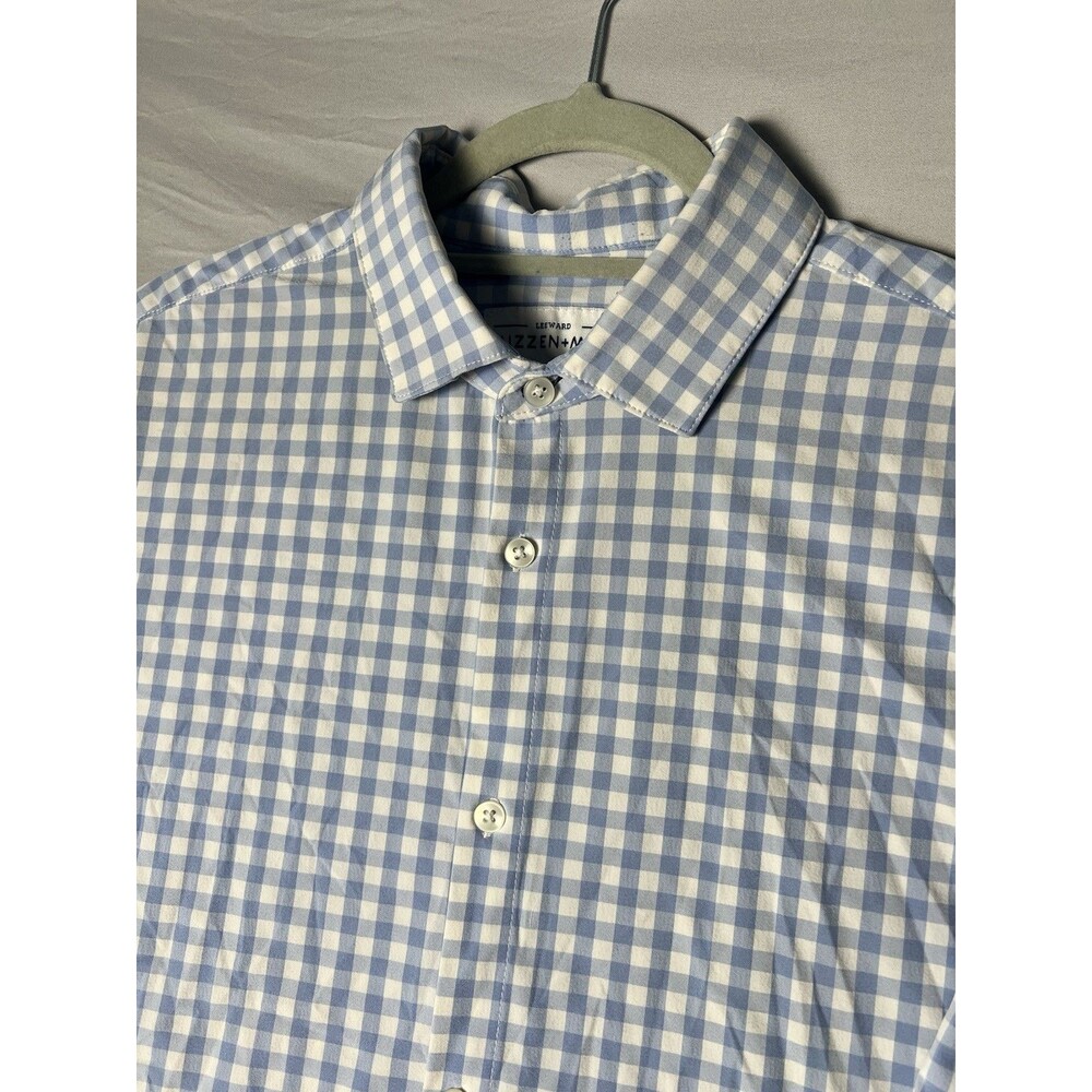 Mizzen+Main Leeward Men's Button Up Standard Fit XL Blue/White Check Stretch